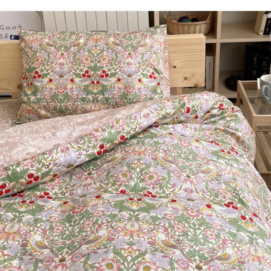 掛け布団カバー クィーン 日本製 綿100 ツイル地 いちご泥棒 ウイリアムモリス V&A  ロマンス小杉 | WILLIAM MORRIS GALLERY | 01