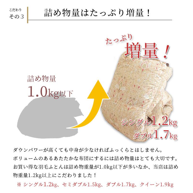 羽毛布団 セミダブル 西川 ウクライナ産ダウン90％ 不要ふとん回収サービス・収納ケース付 日本製 抗菌防臭 掛け布団 1.5kg 西川株式会社 170×210cm ギフト可｜futonno-kura｜08