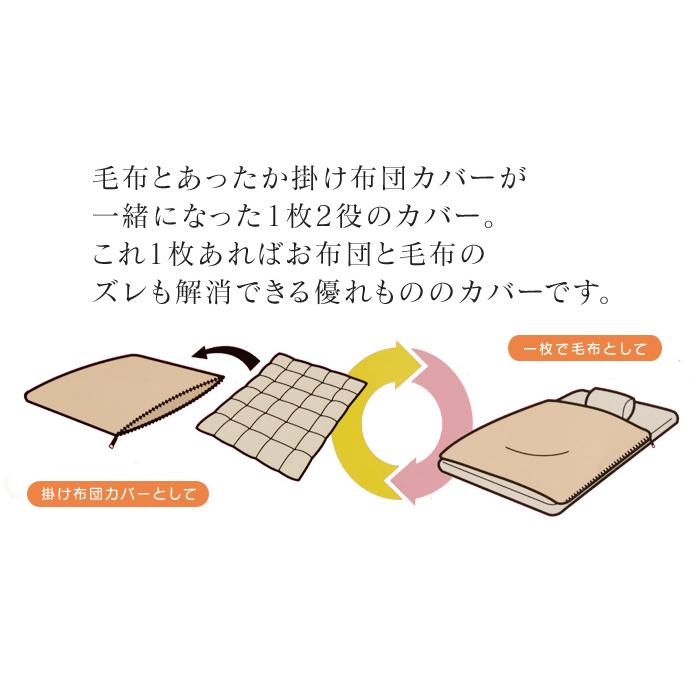 送料無料 4/30 09:59迄 毛布兼用 フリース　掛け布団カバー シングル 西川 150×210cm あったか掛け布団カバー 冬用 SNG-OM-SL｜futonnotamatebako｜05