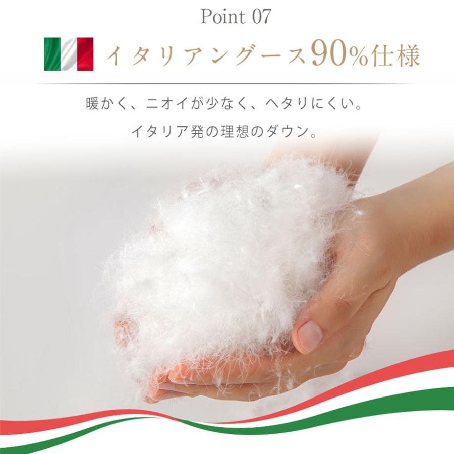じぶんまくら molina 羽毛布団 シングル イタリア ホワイト グース90