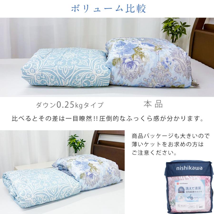 西川（nishikawa） ダウンケット 羽毛 肌ふとん シングル 洗える 薄