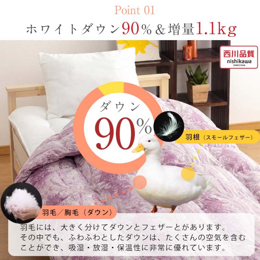 西川（nishikawa） 羽毛布団 シングル 掛け布団 冬用 暖かい 日本製