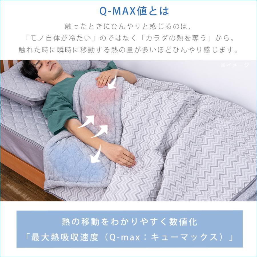 ひんやり 冷感寝具3点セット 西川 Q-max0.5 冷たい 敷きパッド 枕パッド クイーン ワイドダブル ピローケース まくらパッド ハイバウンド｜futontanaka｜07