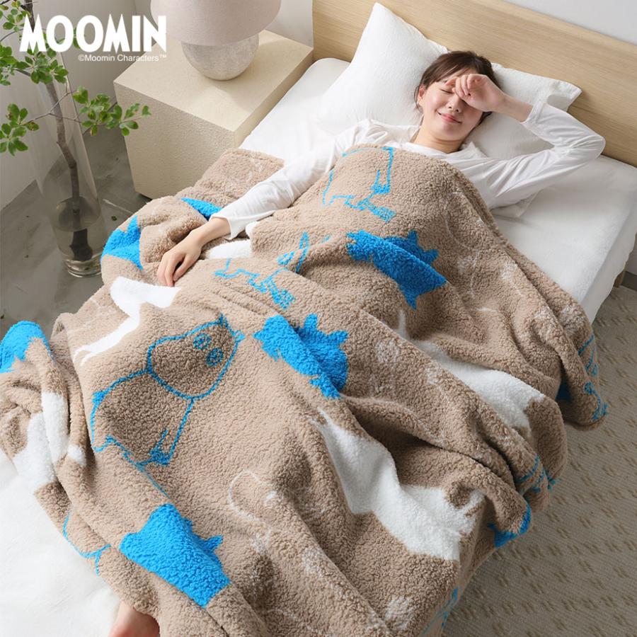 【ムーミン】真夜中の心躍るとき モコモコ暖か寝具 ●シングル　３点セット MOOMIN（ムーミン） 毛布 シングル 2枚組 リトルミイ スナフキン