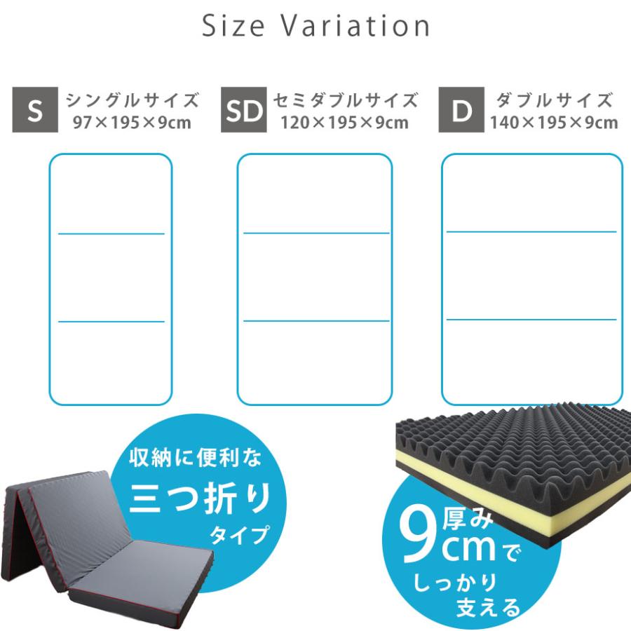 西川（nishikawa） マットレス ダブル 腰痛 高反発 3つ折り 三つ折り