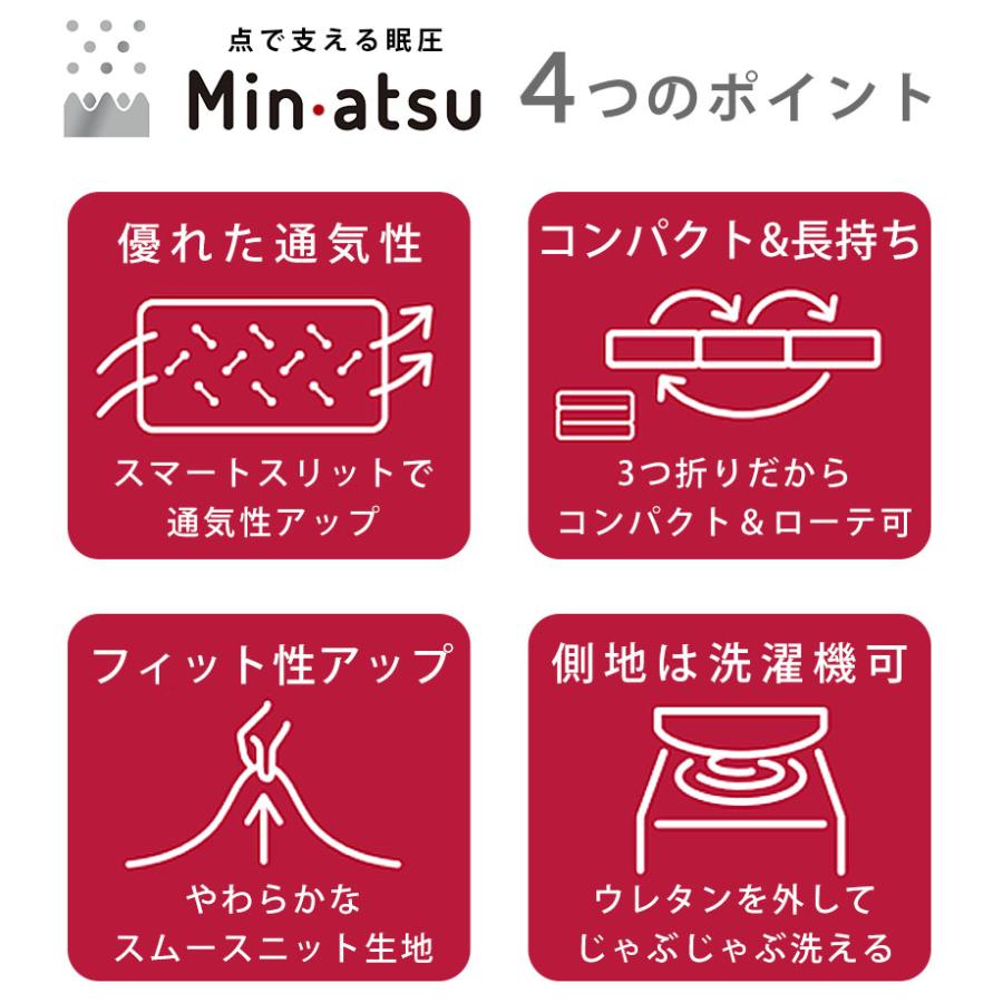 マットレス セミダブル 西川 腰痛 高反発 3つ折り 三つ折り ウレタン 体圧分散 プロファイルウレタン 厚み9cm Minatsu 眠圧 プレミアム_4