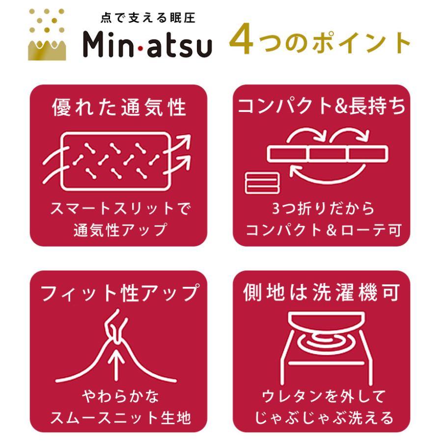 マットレス シングル 西川 腰痛 高反発 3つ折り 三つ折り ウレタン 体圧分散 プロファイルウレタン 厚み10cm Minatsu 眠圧 ラグジュアリー_4