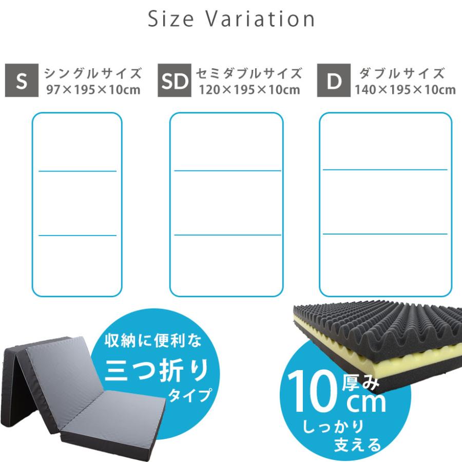 西川（nishikawa） マットレス セミダブル 腰痛 高反発 3つ折り 三