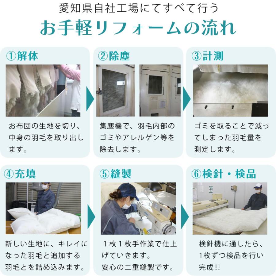 羽毛布団 打ち直し リフォーム コットン生地 綿100％ シングルサイズ