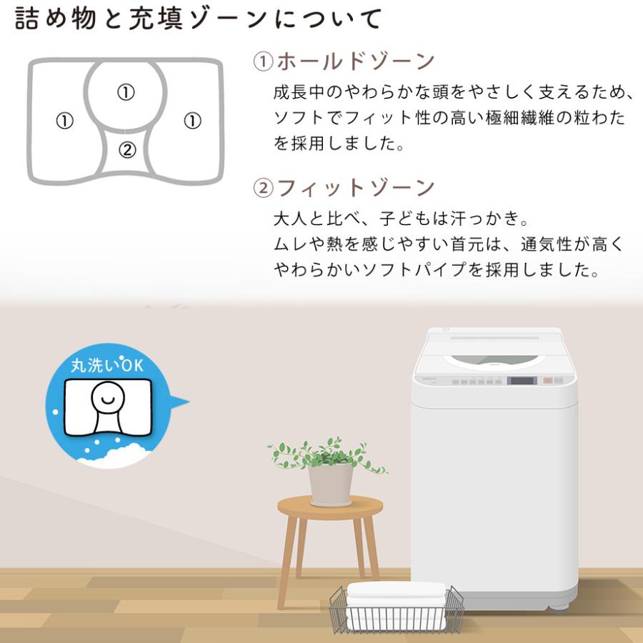 まくら 枕 おすすめ 肩こり 首コリ みんまく キッズ ジュニア 洗える 子供 子ども 小学生 幼稚園 丸洗い ウォッシャブル 高さ調整 | じぶんまくら | 10