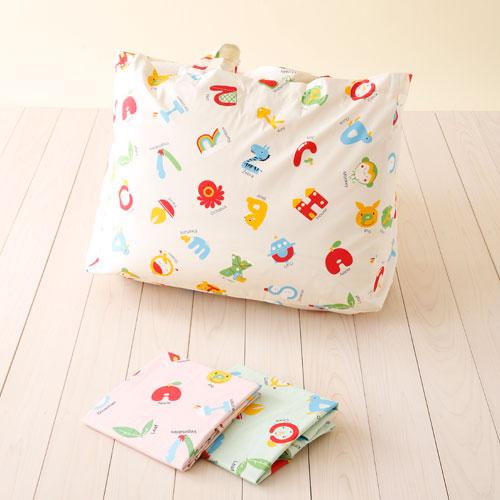 お昼寝布団 バッグ 日本製 幼稚園 保育園 綿100% お昼寝ふとん袋 ストライプ ドット シープ えいご 70×55×25cm | ブランド登録なし | 02