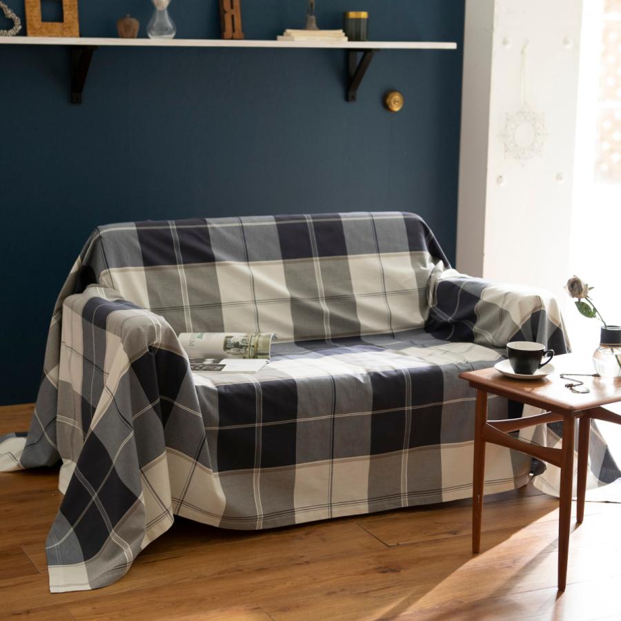 マルチカバー フリークロス Fab the Home アクロス 210×270cm 綿100％ ソファカバー ベッドカバー ベッドスプレッド チェック モダン ファブザホーム | ブランド登録なし | 06