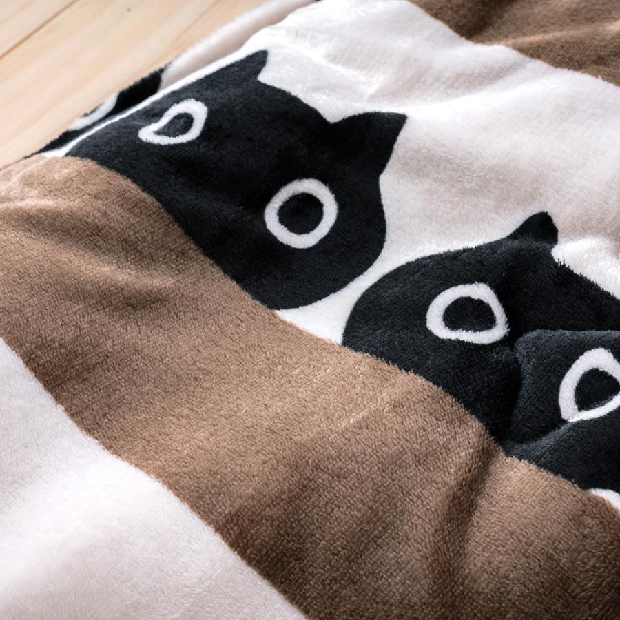 西川 こたつ掛け布団 長方形 薄型 マタノアツコ MEME ボーダー 黒猫 西川産業 東京西川 ねこ ネコ またのあつこ コタツ布団 200×240 | 西川 | 02