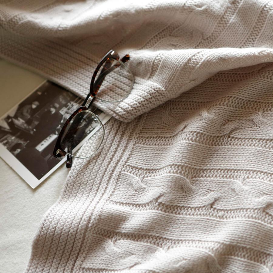 Fab the Home Cable knit ケーブルニット マルチカバー 190×190cm アクリル100％ ニット ベッドスプレッド ソファカバー こたつ上の画像