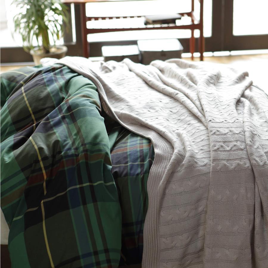 Fab the Home Cable knit ケーブルニット マルチカバー 190×190cm アクリル100％ ニット ベッドスプレッド ソファカバー こたつ上の画像