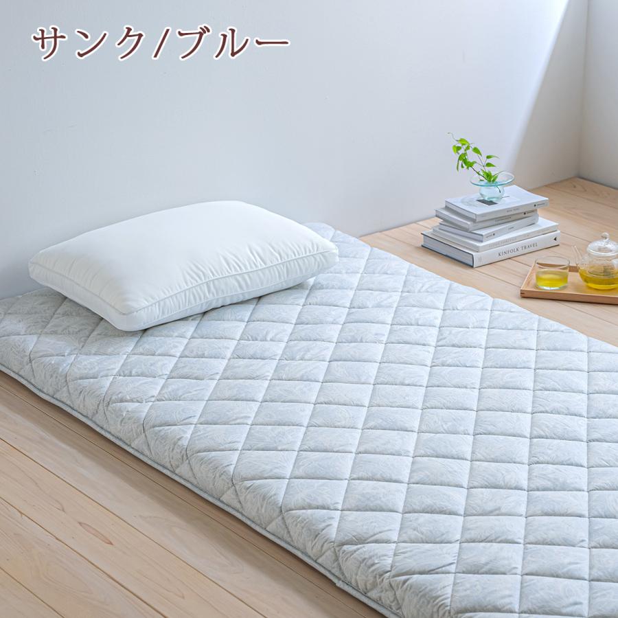 敷布団 シングル 長身用 日本製 防ダニ 抗菌防臭 軽量 羊毛 羊毛混三層固綿敷き布団 敷き布団 100×230cm 寝具 綿100% 敷きふとん 敷 | ブランド登録なし | 03