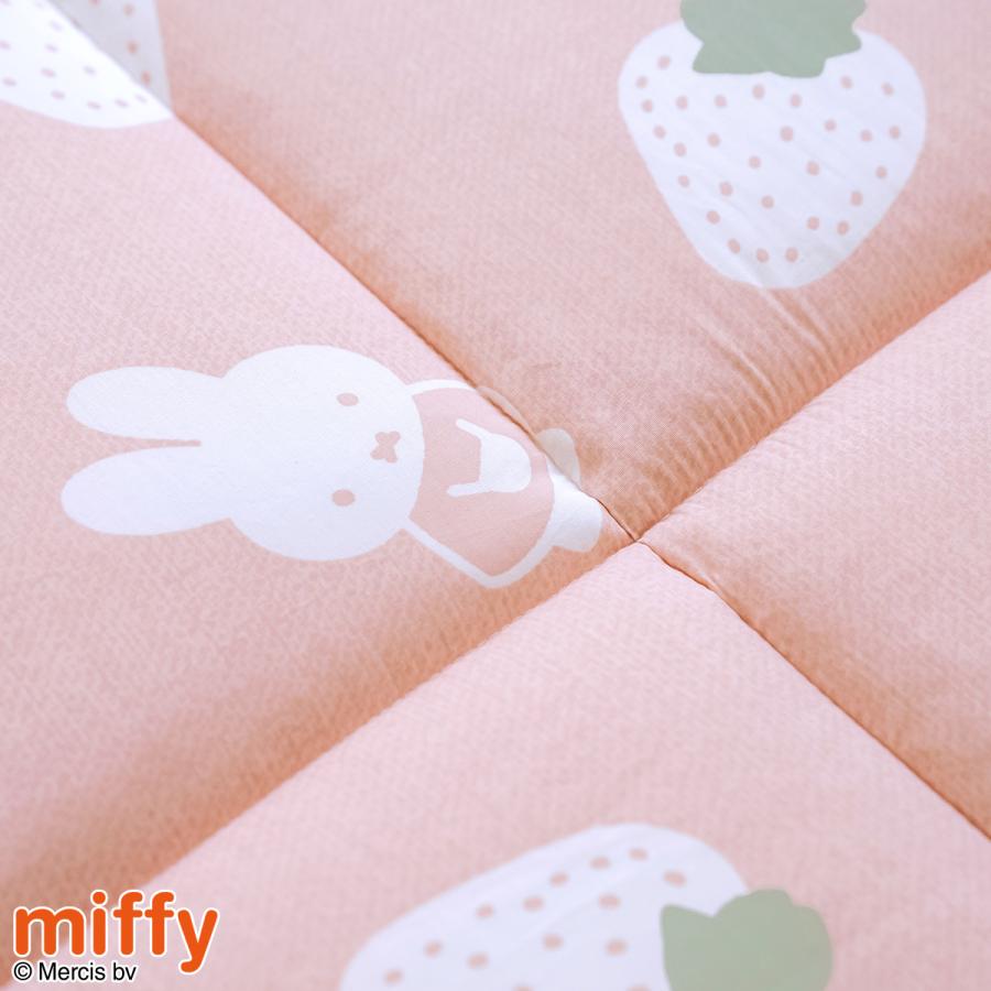 お昼寝敷き布団 ミッフィー miffy いちご 西川 綿100％生地 保育園 幼稚園 洗える 固綿入り お昼寝マット ごろ寝マット お昼寝用 敷布団 お昼寝敷布団 67× | 西川 | 08