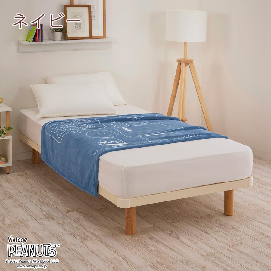 綿毛布 ハーフサイズ ひざ掛け ハーフケット スヌーピー 140×100cm 西川 オーガニックコットン 綿100％ 日本製 キャラクター お昼寝 snoopy 保育園 幼稚園 | 西川 | 02