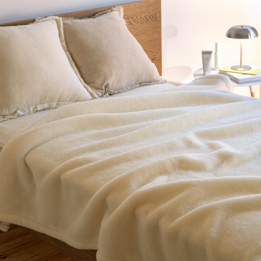 毛布 ウール ダブル 日本製 泉大津 ウール100% 洗える ウールマイヤー毛布 毛羽部分 無地 軽量タイプ ブランケット ウォッシャブル | ブランド登録なし | 05
