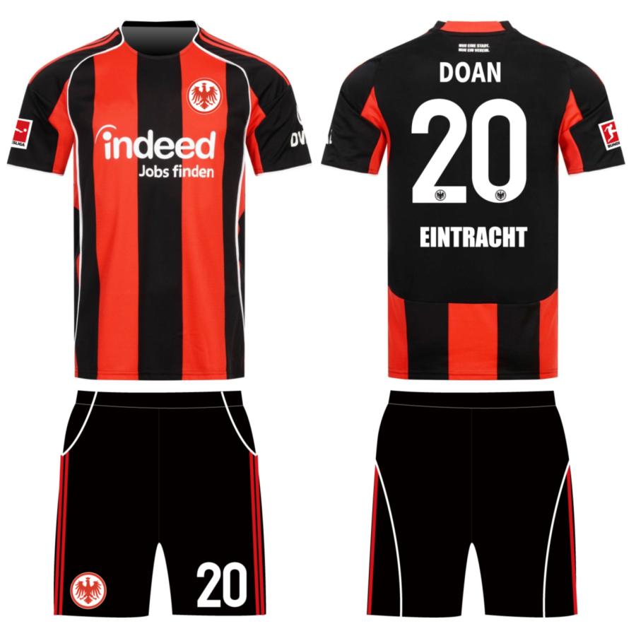 堂安律　フランクフルトDOAN 20 M ホームユニフォーム 1セットから販売☆フランクフルトホーム 2025-2026年 モデル 25/26