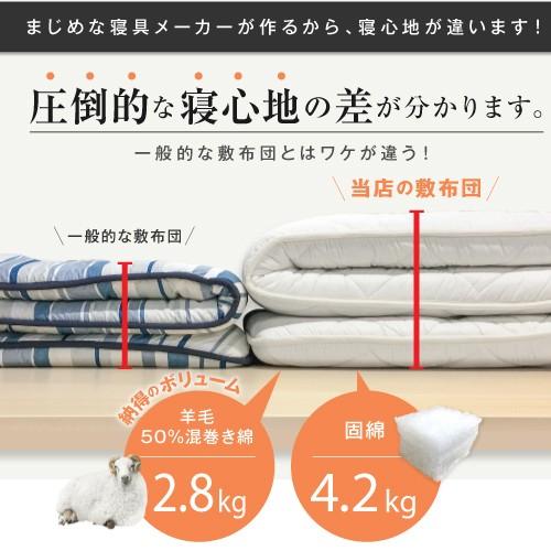 羊毛混三層敷き布団【国産】【ダブル ロングサイズ】 : ふとんの