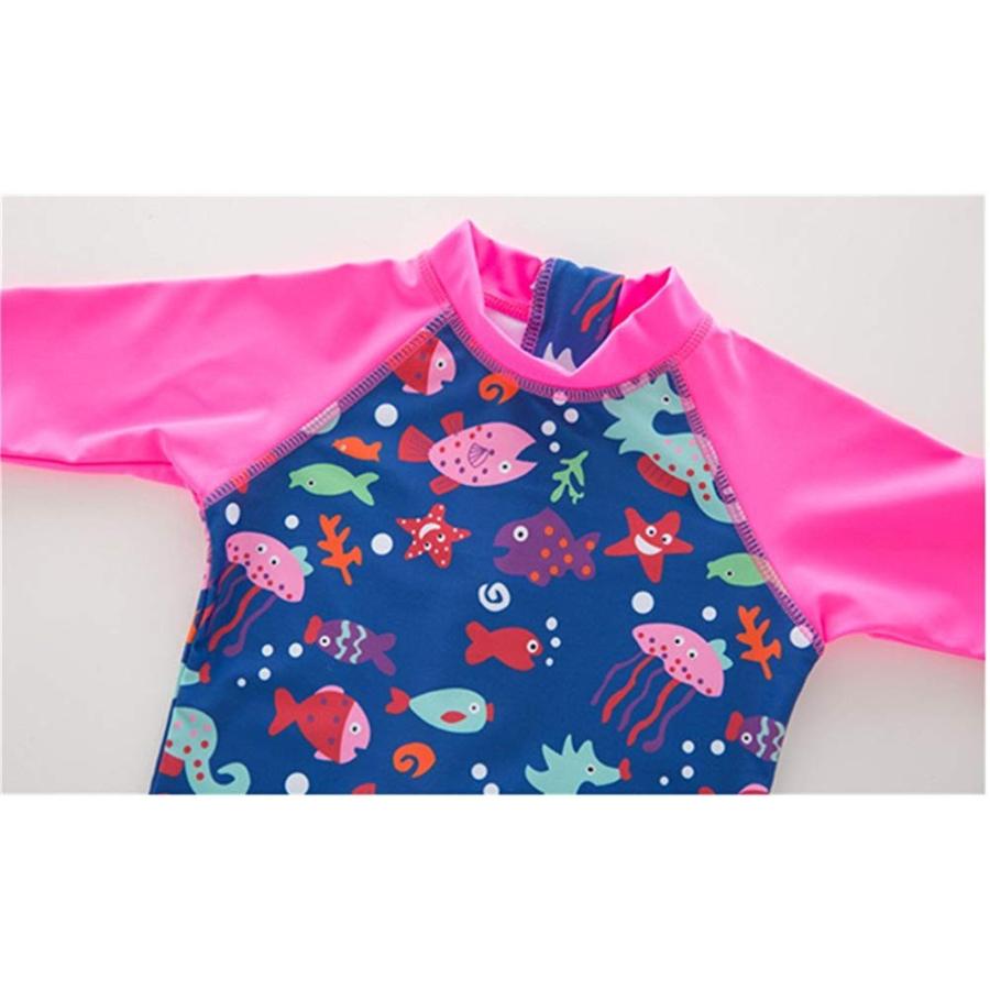 Sunyam ベビー水着 女の子 ラッシュガード ロンパース スイムウェア 半袖 キャップ付き 紫外線対策 夏 2 7歳 Ypt Or Id