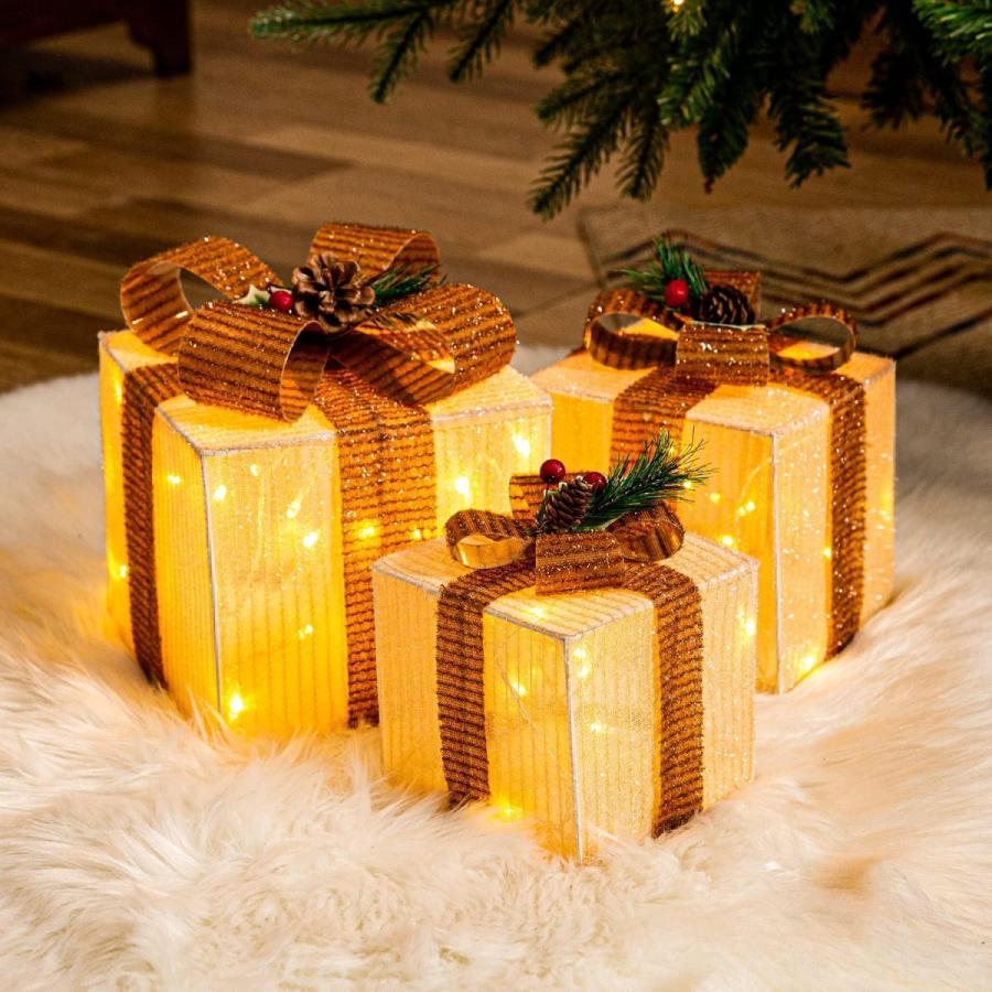 クリスマス ギフトボックス 飾りライト ツリートップ 電池式 クスミニ電球妖精ライト ボックス照明 プレゼントボックス ランプボックス ライトストリング 飾り
