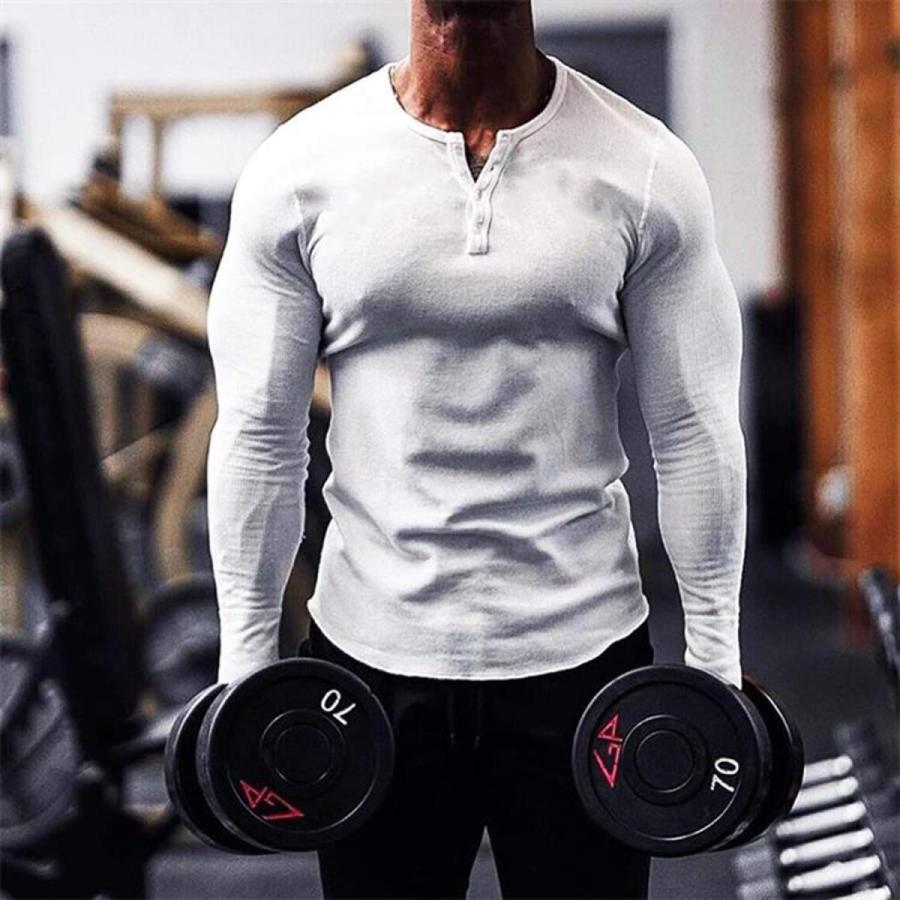 Manatsulife 長袖tシャツ メンズ ロンt ヘンリーネック トレーニング トップス 筋トレ インナー カジュアル フィットネス ジム スポーツ ファッション 春秋 Cx29 A1 Cx29 未来life 通販 Yahoo ショッピング
