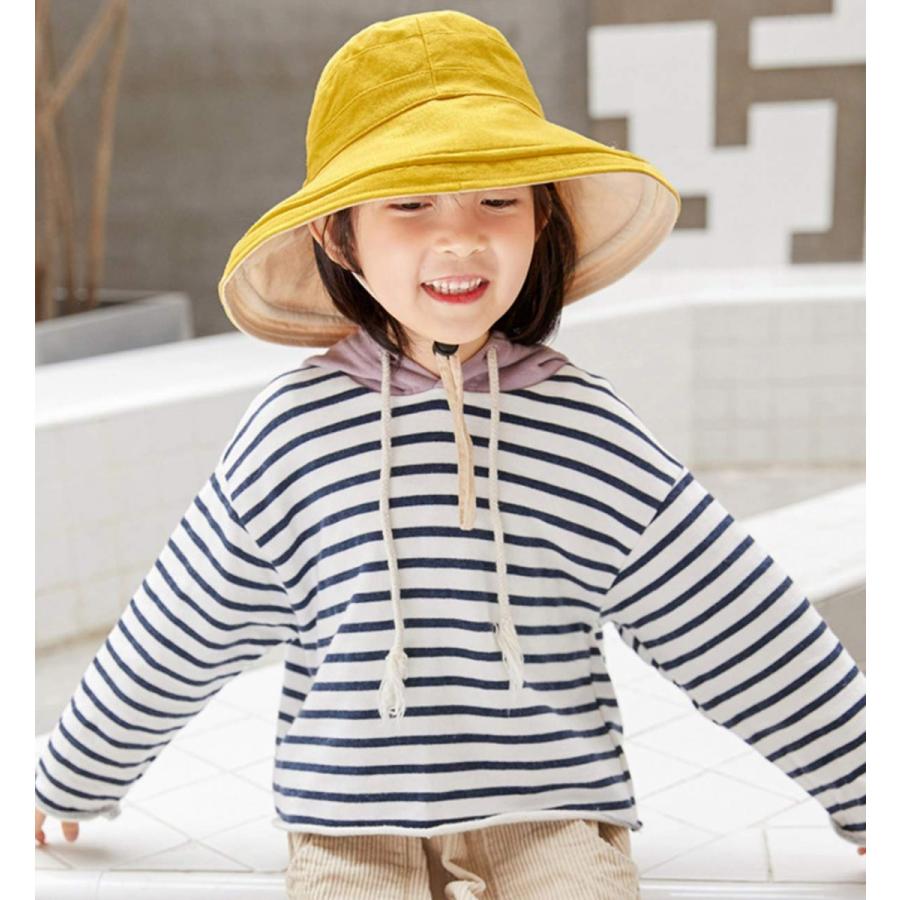 Leafin 帽子 女の子 日よけ帽子 キッズ つば広 キャップ リバーシブルハット ハット コットン 夏 紫外線 取り外す あご紐 48 52cm ツバ10cm Lt001 A3 Lt001 未来life 通販 Yahoo ショッピング