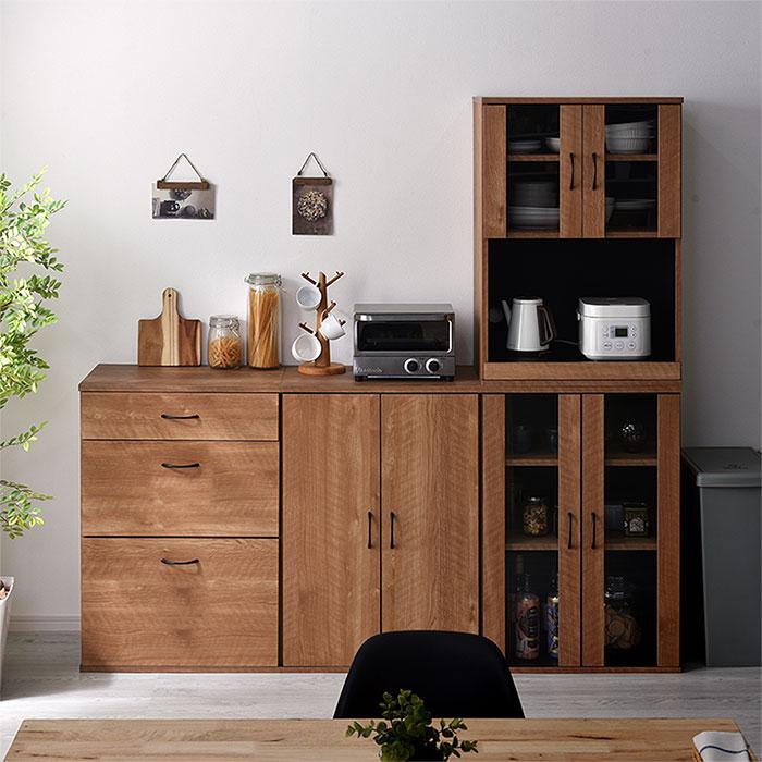 ワイエムワールド 食器棚 一人暮らし 小さい ダイニングボード 大容量