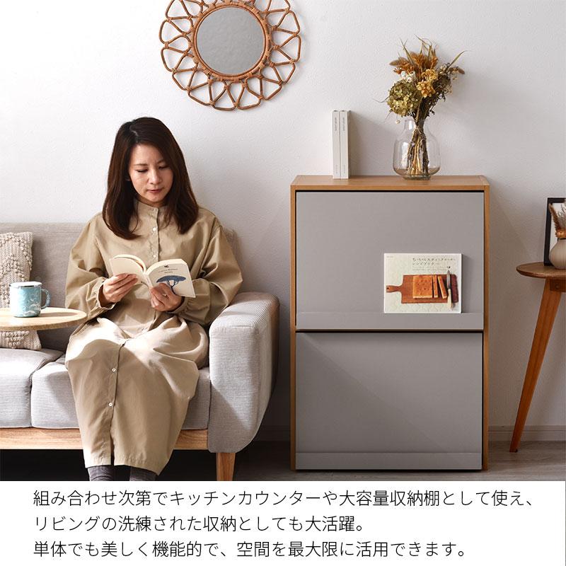 アンティーク　ビューロー　2段フラップ扉式　キャビネット　木製収納　サイドボード フランスアンティークのおしゃれなサイドボード、フラップ扉が