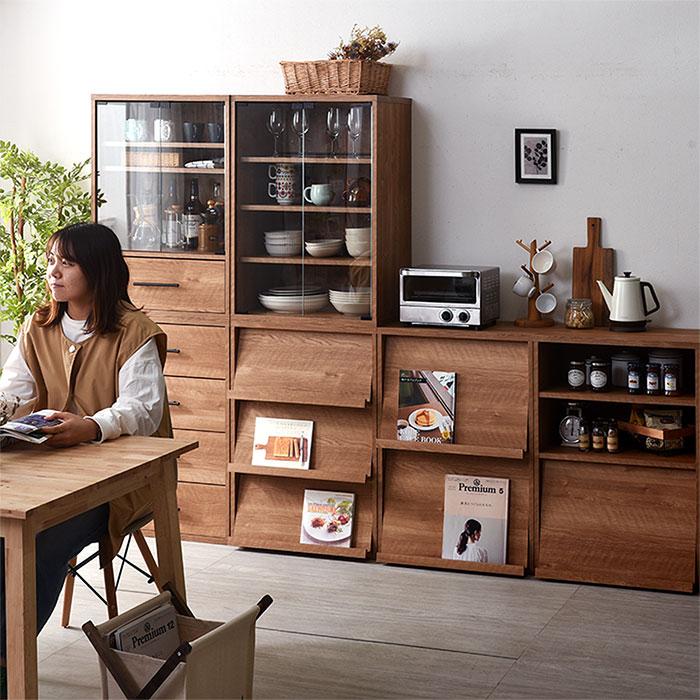 ワイエムワールド フラップ扉キャビネット 2枚 フラップ 59cm