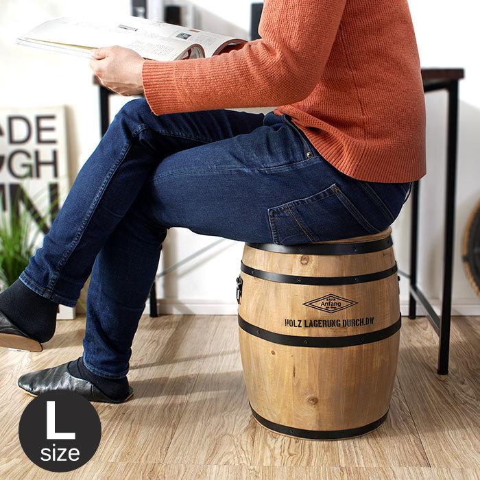 返品不可 スツール 木製 高さ40cm 樽型 収納 天然木 丸型 イス 一人掛け 収納家具 丸 リビング収納 玄関スツール タル型 鉢台 ゴミ箱 植木鉢カバー ロースツール ふるさと割