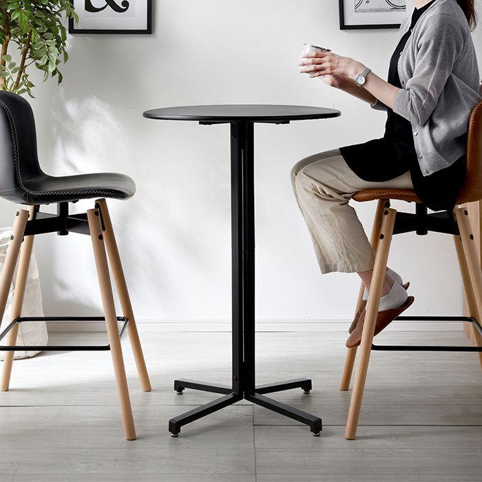 テーブル 円形 直径60cm 机 高さ93cm ハイテーブル 丸テーブル ワーク