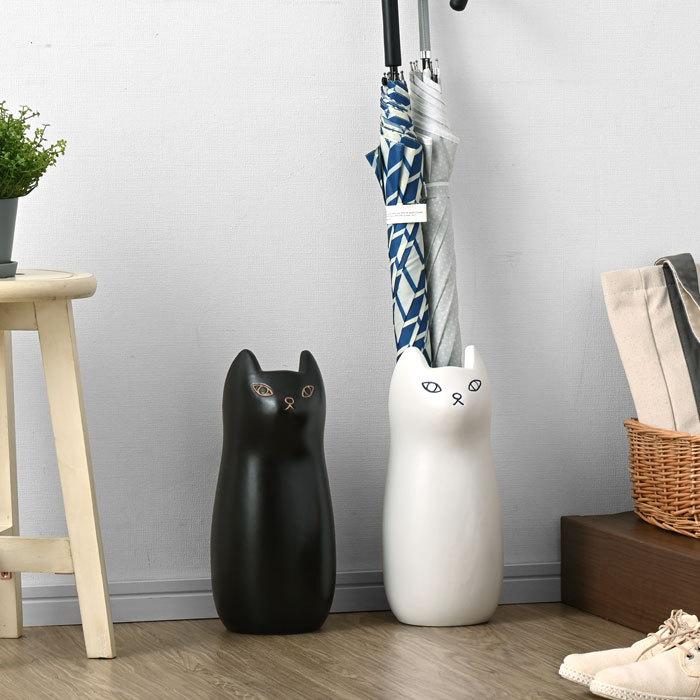 傘立て ねこ ネコ 陶器 3本収納 おしゃれ 北欧 傘たて かさたて