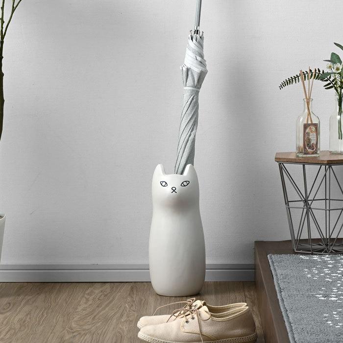 傘立て ねこ ネコ 陶器 3本収納 おしゃれ 北欧 傘たて かさたて
