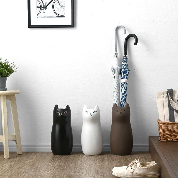 傘立て ねこ ネコ 陶器 3本収納 おしゃれ 北欧 傘たて かさたて