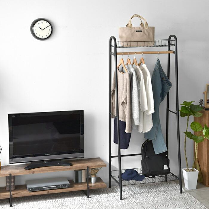 ハンガーラック コートハンガー 幅70 スリム 収納 おしゃれ 大容量 棚