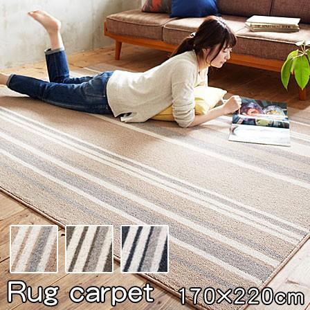 日本製 ラグ カーペット 170×220 防ダニ ラグマット 絨毯 マット じゅうたん ストライプ柄