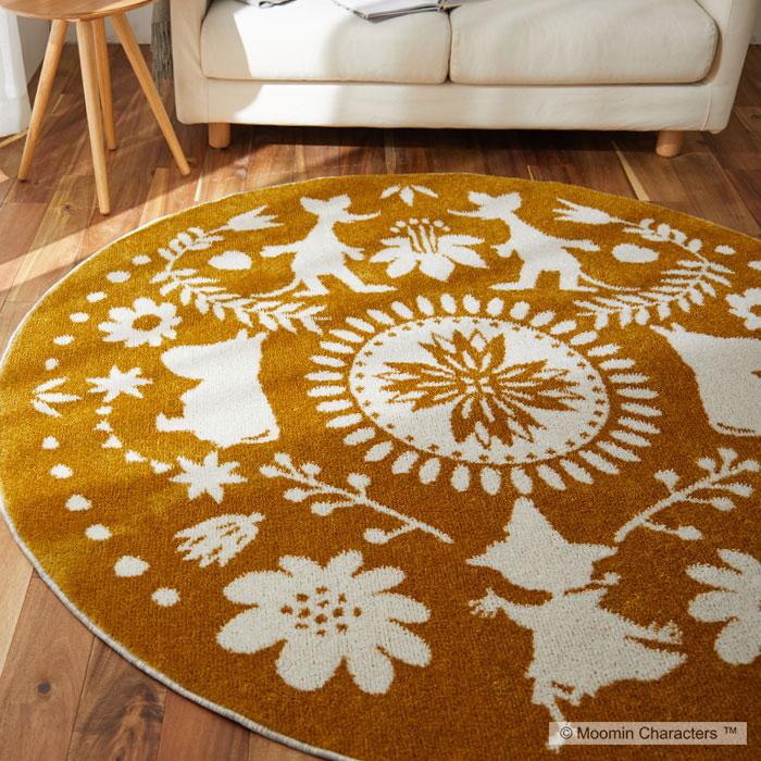 晴れときどきリンゴ 円形 MOOMIN ムーミン ゴブラン シェニール　ラグ EC限定】 MOOMIN/ムーミン/ゴブラン織り円形ラグ 晴れ、ときどき