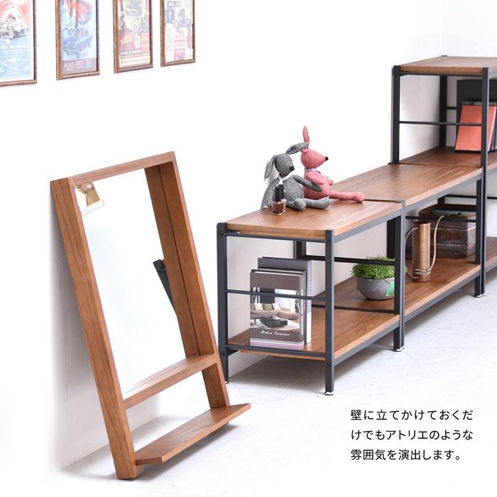 壁掛け 鏡 収納 棚付き 幅57 長方形 木製 角型 壁掛けミラー スクエア