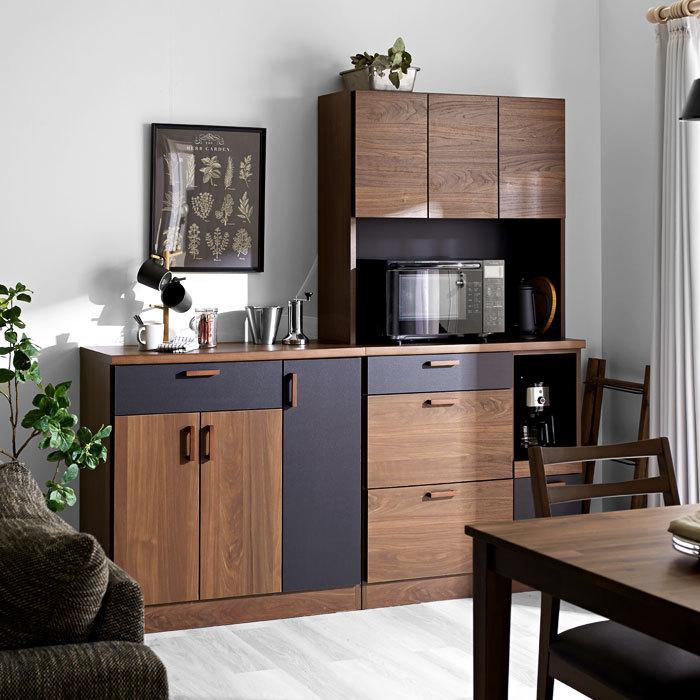 キッチンカウンター 国産 完成品 幅90 食器棚 レンジ台 おしゃれ 北欧