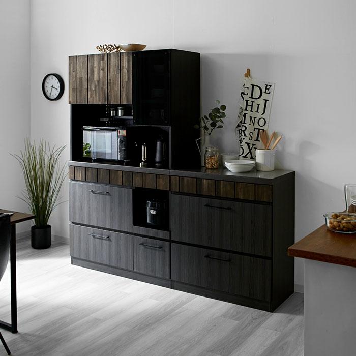 完成品 日本製 キッチンカウンター 食器棚 レンジ台 チェスト 幅80 80