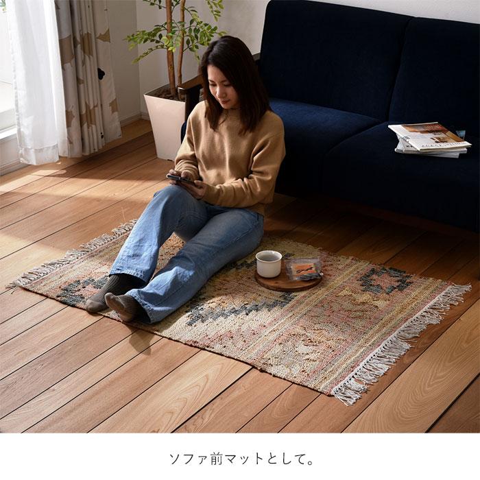 ラグ マット インド製 ハンドメイド 90×130cm 玄関マット ラグ マット インド製 ハンドメイド 90×130cm 玄関マット