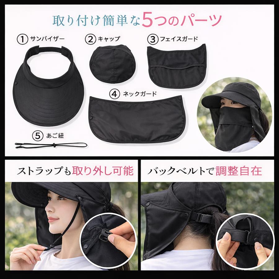 帽子 レディース サンバイザー 紫外線カット UVカット 洗濯可 日よけ