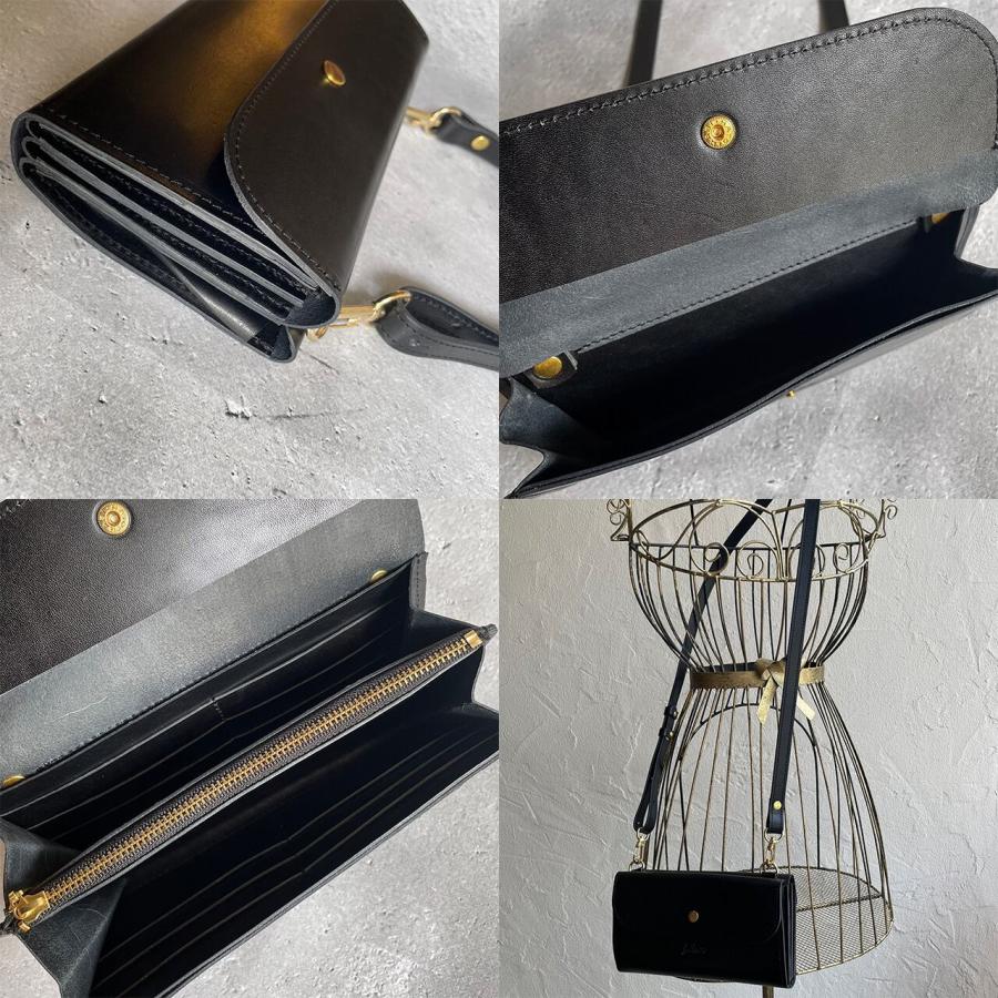 【受注生産】アルモニカ レディース 長財布 ショルダーバッグ スマホショルダー 軽い 本革 レザー フォーマル 上品 ブラック 日本製 |  | 04