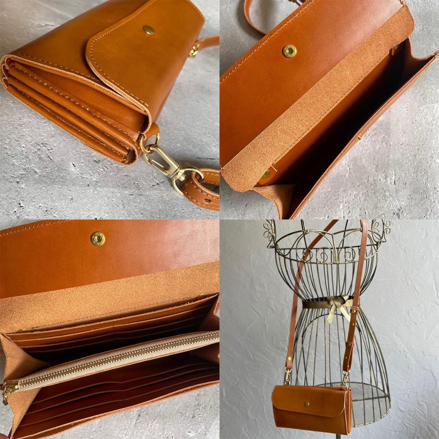 【受注生産】アルモニカ レディース 長財布 ショルダーバッグ スマホショルダー 軽い 本革 レザー フォーマル 上品 ブラック 日本製 |  | 08