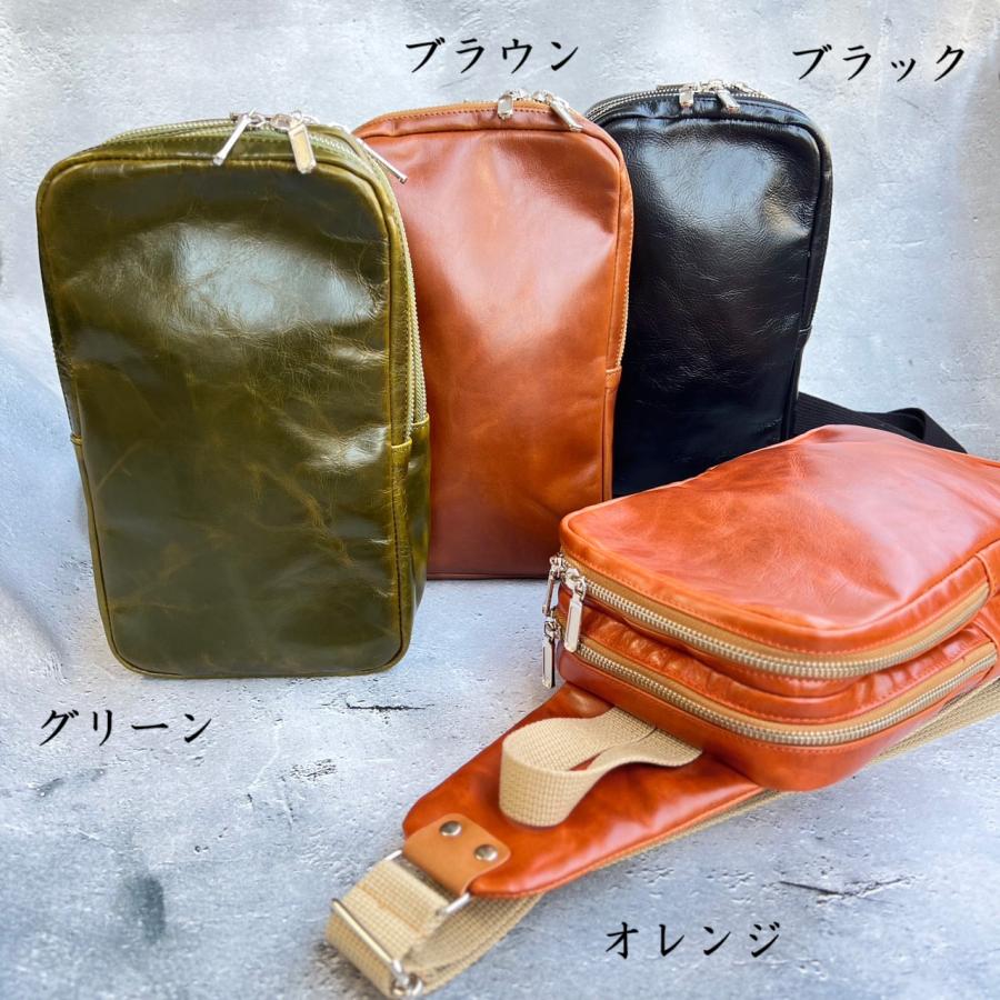 【受注生産】フォカッチャ メンズ レディース ボディバッグ 大きめ 大容量 50代 本革 レザー 日本製