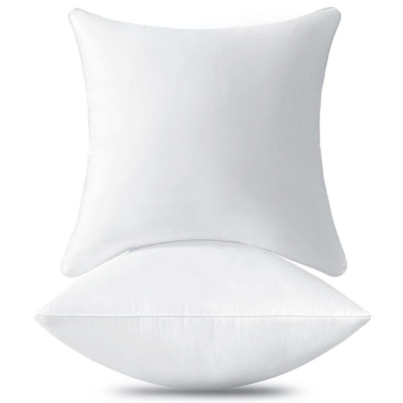 LYWEEM 20 x 20インチ クッションインサート 2個セット ソファベッド用 低刺激性 クッション ホワイト 正方形 ソファ 装飾枕