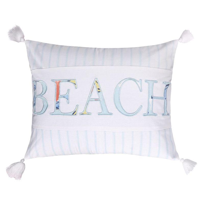 Levtex H0me サンクティ・ペトリ 装飾枕 14×18インチ ビーチ ブルー&ホワイト